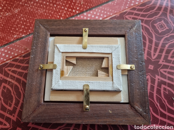 Arte: Miniatura de oleo sobre lienzo con caballete - Foto 3