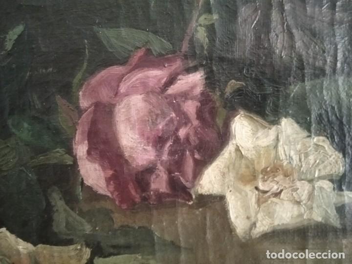 Arte: ANTIGUO BODEG&Oacute;N DE FLORES. MODERNISTA. - Foto 5