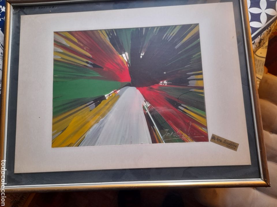 Arte: Cuadro sicodelico, firmado, Galer&iacute;a Sicodelica, Benidorm, mide enmarcado 40x31cm