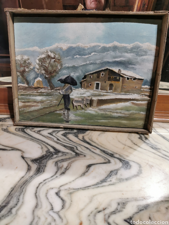 Arte: Cuadro oleo relieve antiguo 40. 30cm - Foto 1