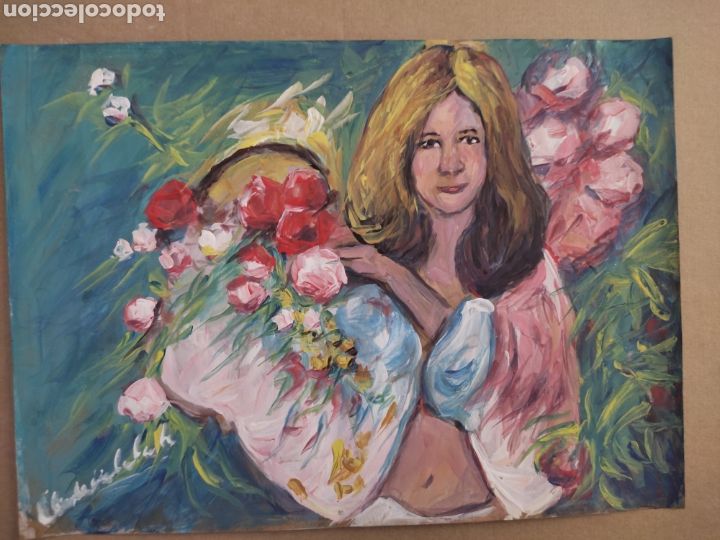 Art: Chica con flores ( original (