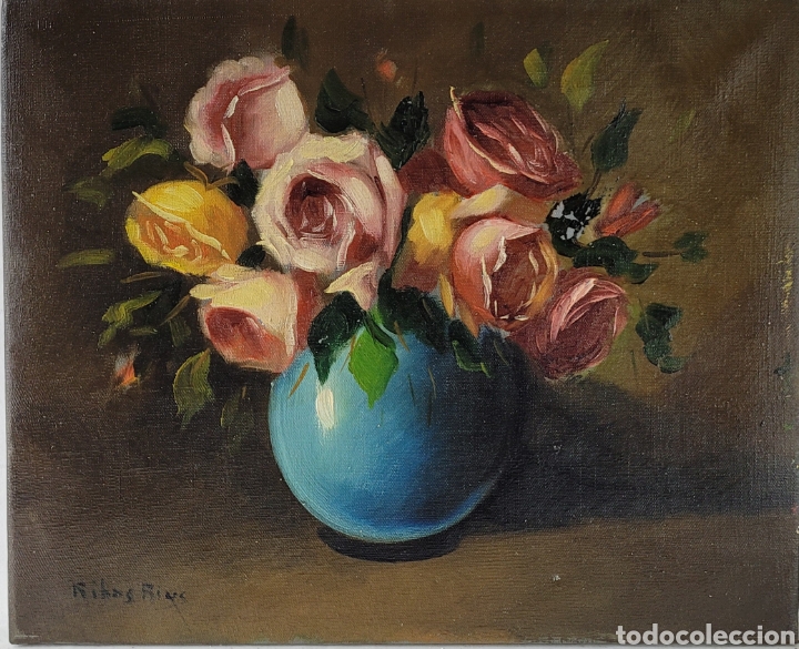 Arte: Bodeg&oacute;n de Rosas firmado Ribas Rius - Foto 1