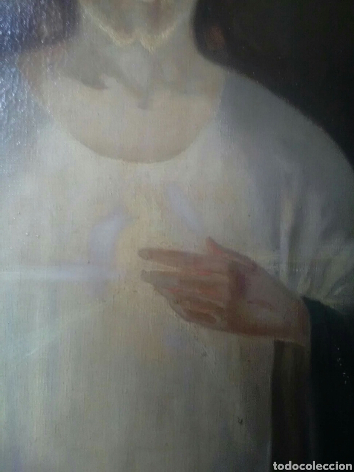 Arte: &Oacute;leo sobre lienzo, sagrado coraz&oacute;n, - Foto 3