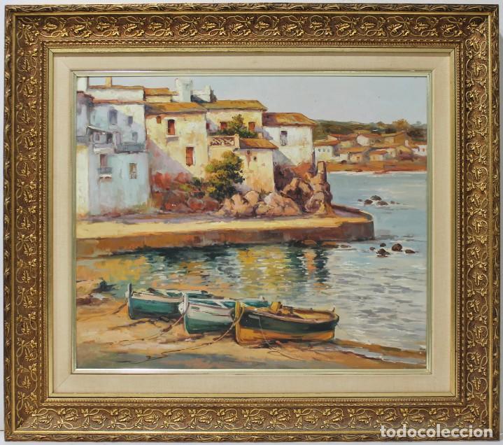 Arte: Paisaje y barcas - An&oacute;nimo - Foto 1