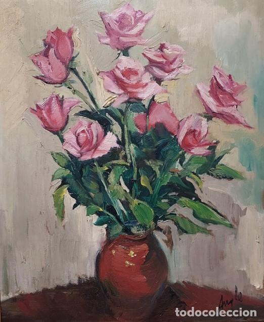 Arte: Antoni Angle Roca (1924 - 2012) Rosas Rosas - Foto 1