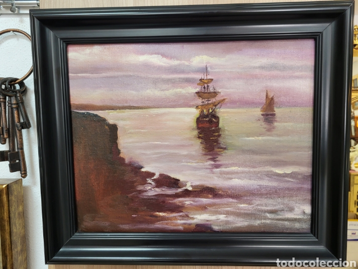 Kunst: BONITA MARINA . OLEO SOBRE TABLEX. MEDIDAS CON MARCO 50&times; 42 CM