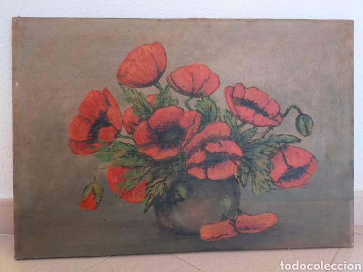 Arte: AMAPOLAS. OLEO SOBRE LIENZO. 44X64 CM. - Foto 2
