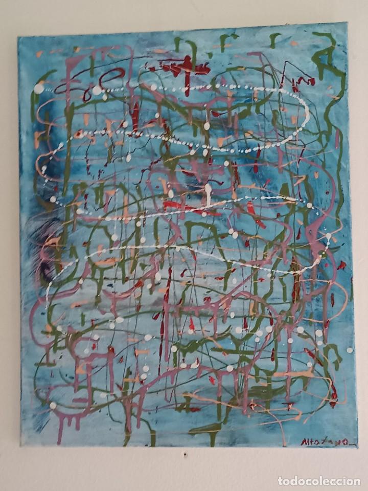 Arte: CUADRO ABSTRACTO PINTADO A MANO, T&Eacute;CNICA MIXTA SOBRE LIENZO, EN BASTIDOR, ALTAYANO, FIRMADO