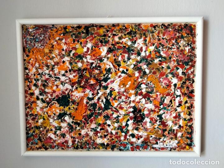 Arte: Cuadro Original al Estilo de Jackson Pollock. A&ntilde;os 70. - Foto 3