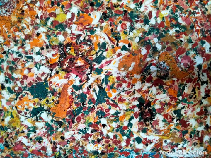 Arte: Cuadro Original al Estilo de Jackson Pollock. A&ntilde;os 70. - Foto 4