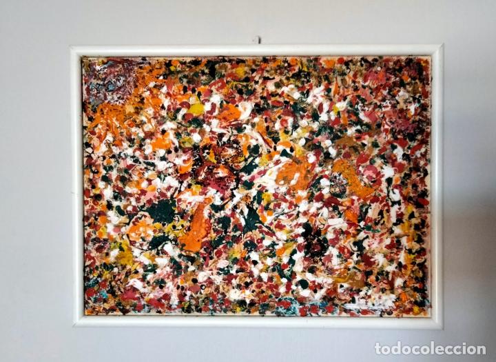 Arte: Cuadro Original al Estilo de Jackson Pollock. A&ntilde;os 70. - Foto 5