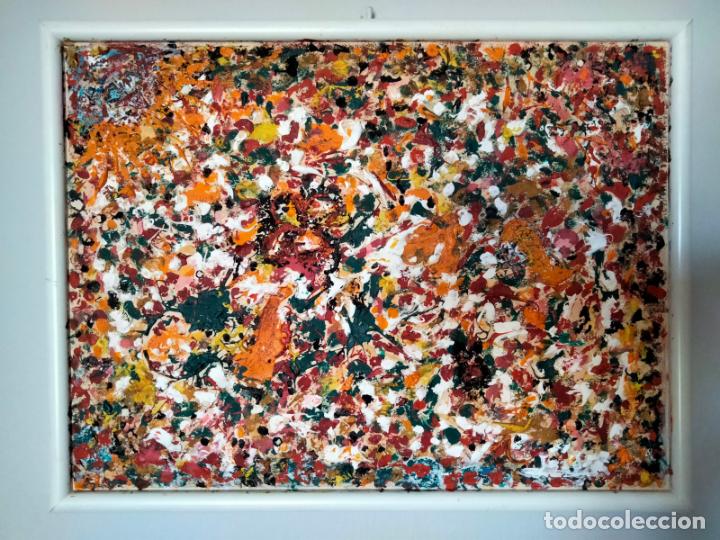 Arte: Cuadro Original al Estilo de Jackson Pollock. A&ntilde;os 70. - Foto 1