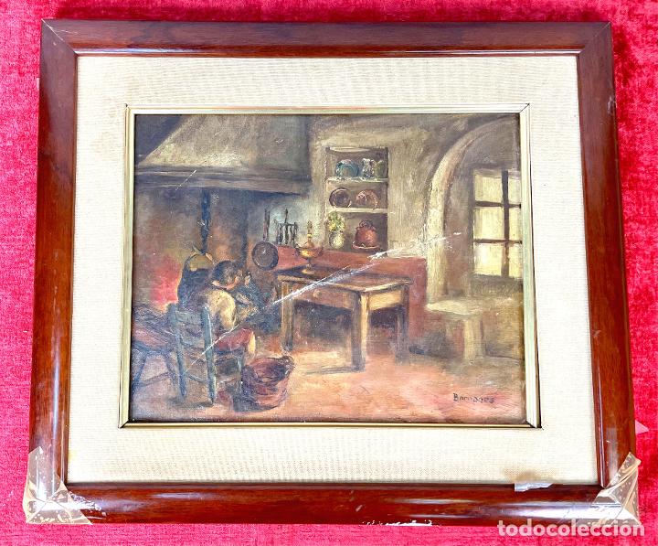 Arte: JAUME BERNADES PONT. INTERIOR DE CASA. OLEO SOBRE LIENZO. ESPA&Ntilde;A. SIGLO XX.