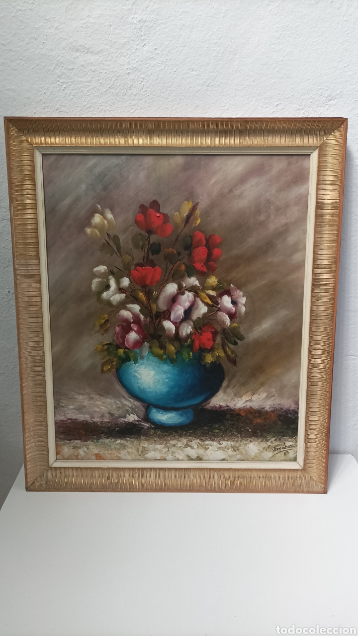 Arte: Cuadro lienzo de Flores al &oacute;leo - Foto 3