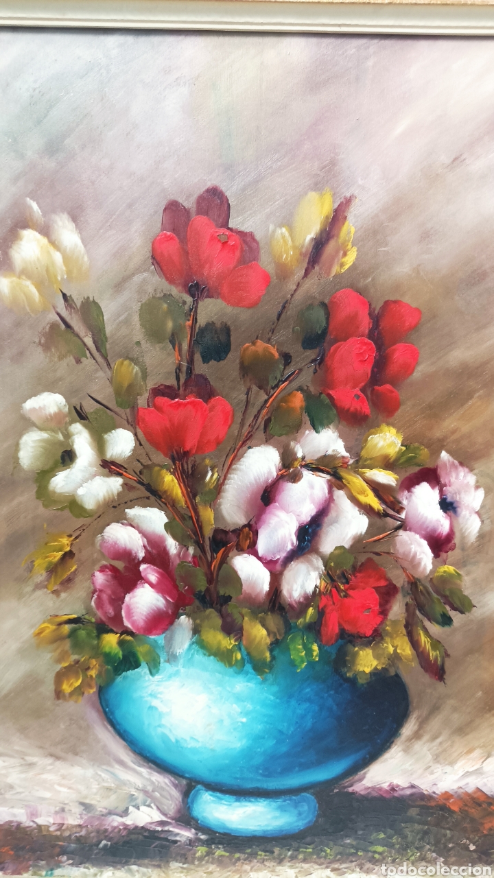 Arte: Cuadro lienzo de Flores al &oacute;leo - Foto 1