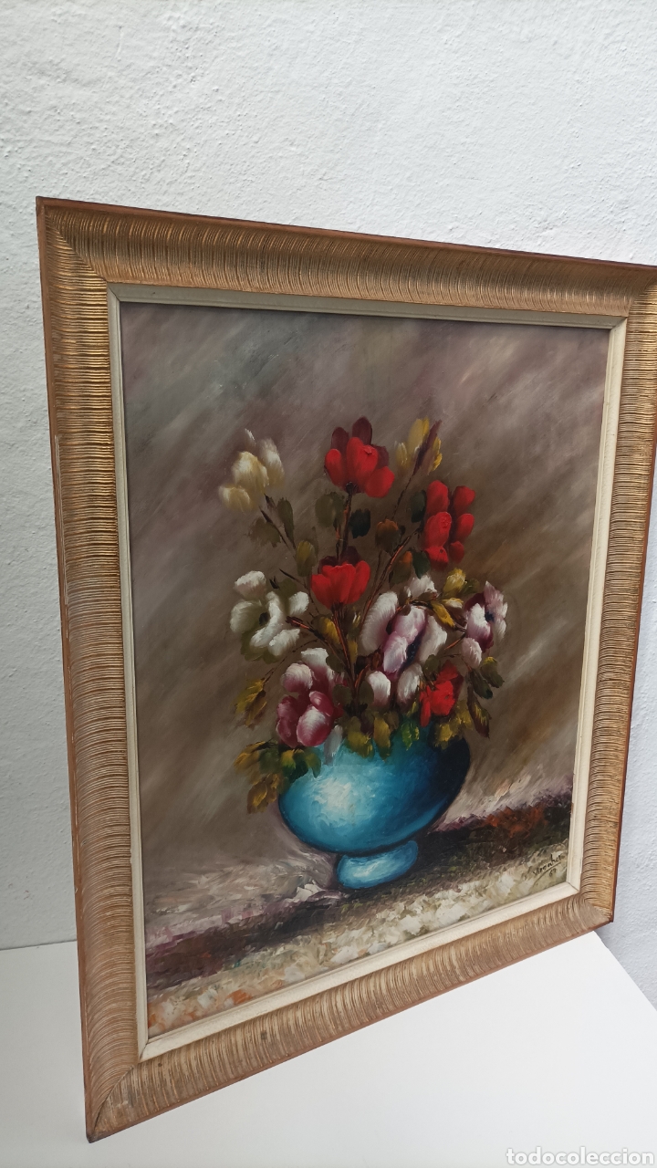 Arte: Cuadro lienzo de Flores al &oacute;leo - Foto 4
