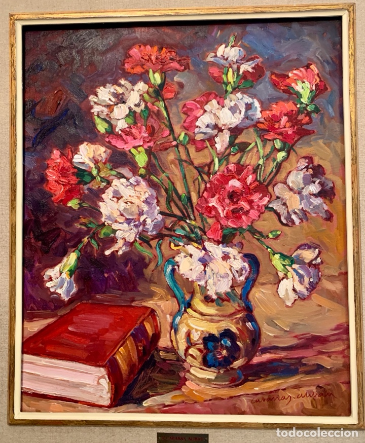 Arte: Francisco Cabanas Alibau 1909-1985, bodegon con flores , 54x45 cm obra