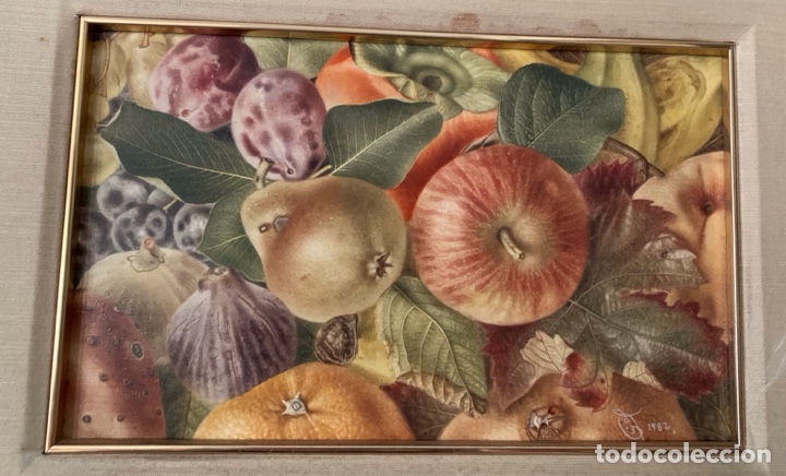 Arte: Joan Pujol Rodriguez 1948, oleo hiperrealista de frutas, 23x14 cm obra