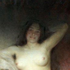 Arte: MODEST TEXIDOR (BARCELONA 1854-1927) OLEO SOBRE LIENZO. DESNUDO FEMENINO. Lote 359838925