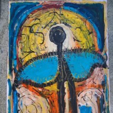 Arte: ORIGINAL OBRA POR EL CHANO -ÓLEO SOBRE PAPEL -ART-BRUT ”KABRA” MIDE 59 X 42 CM. PRECIOSA OBRA CON. Lote 362336775