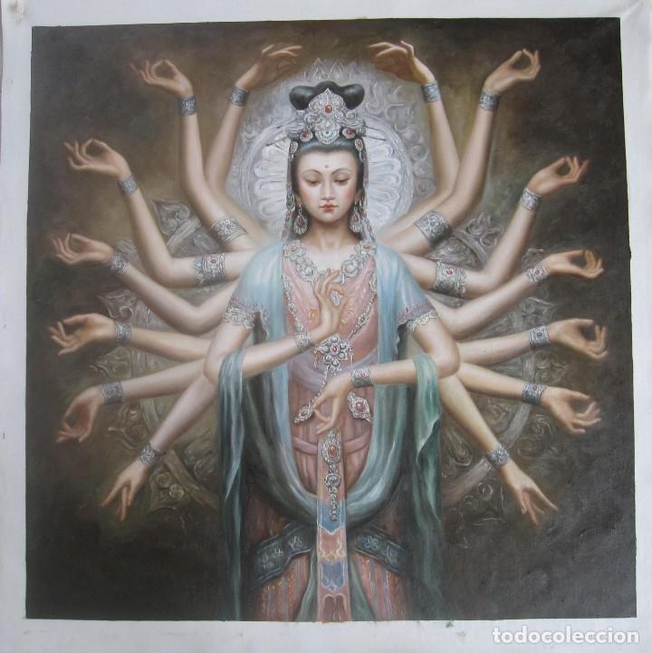 Arte: Pintura realizada 100% mano sobre lienzo. Budha Orientala. 90x90cm
