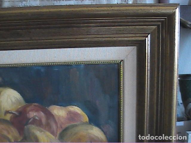 Arte: EXCELENTE &Oacute;LEO SOBRE LIENZO. BODEG&Oacute;N DE MANZANAS Y PERAS. - Foto 4