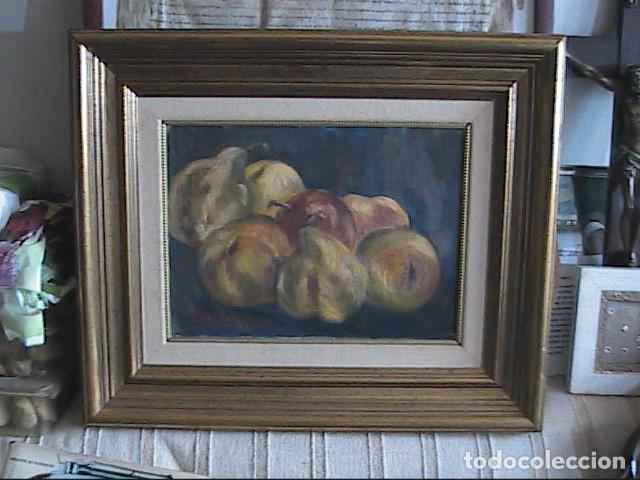 Arte: EXCELENTE &Oacute;LEO SOBRE LIENZO. BODEG&Oacute;N DE MANZANAS Y PERAS. - Foto 5