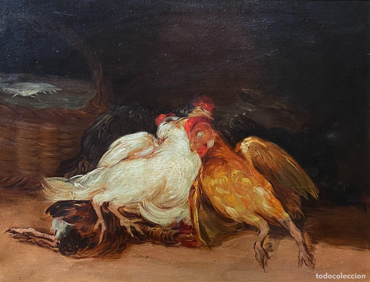 Arte: BODEGON DE AVES, GALLO Y GALLINAS - Foto 2