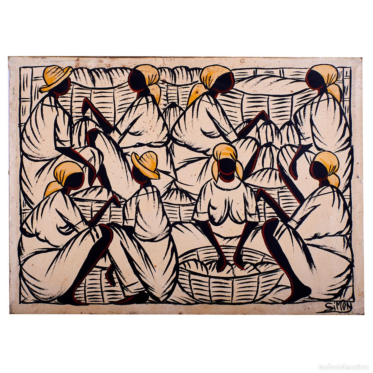 Arte: Escena de Mercado Haitiano - Simon - Foto 1