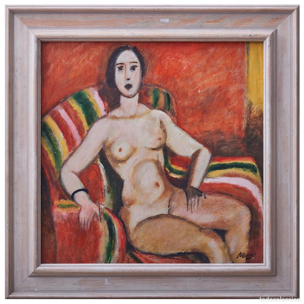 Arte: Mujer sentada desnuda - Ilegible - Foto 1