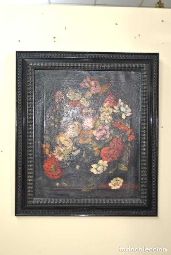 Arte: CUADRO ANTIGUO &Oacute;LEO PINTADO FLORES - Foto 1