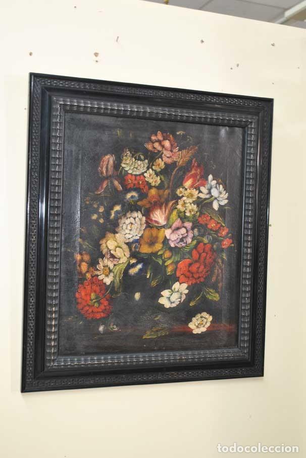 Arte: CUADRO ANTIGUO &Oacute;LEO PINTADO FLORES - Foto 2