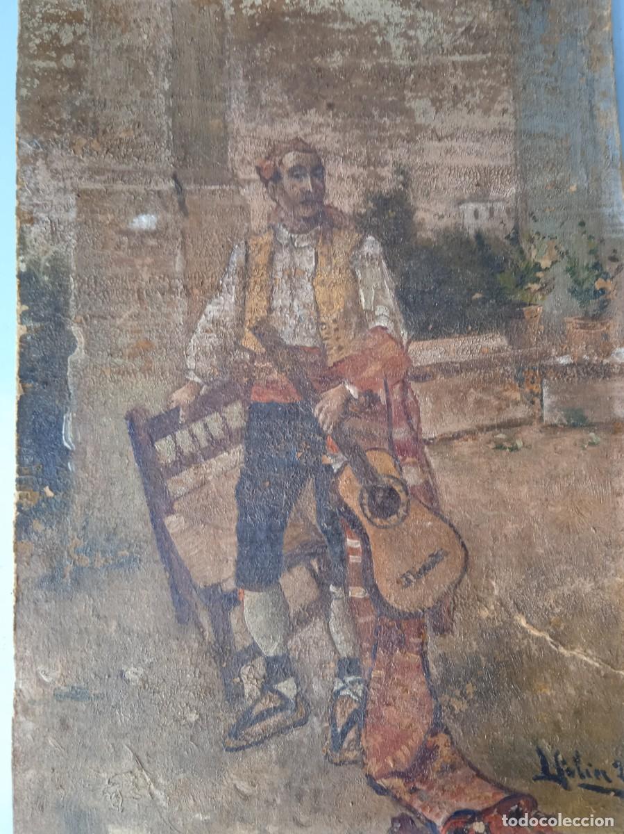 Arte: &Oacute;leo sobre cart&oacute;n antiguo - Foto 2