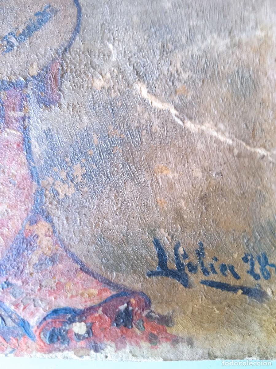 Arte: &Oacute;leo sobre cart&oacute;n antiguo - Foto 4