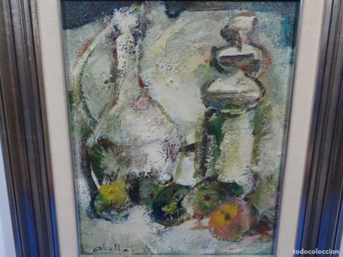Arte: &Oacute;LEO EN TABLEX DE JOS&Eacute; ABELLA RUBIO (ESTERCUEL 1944). BODEGON. - Foto 2