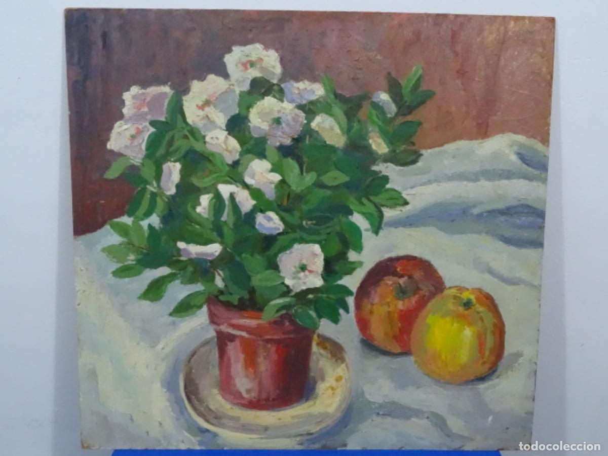 Arte: &Oacute;LEO EN TABLEX ANONIMO. BODEGON FLORES. - Foto 1