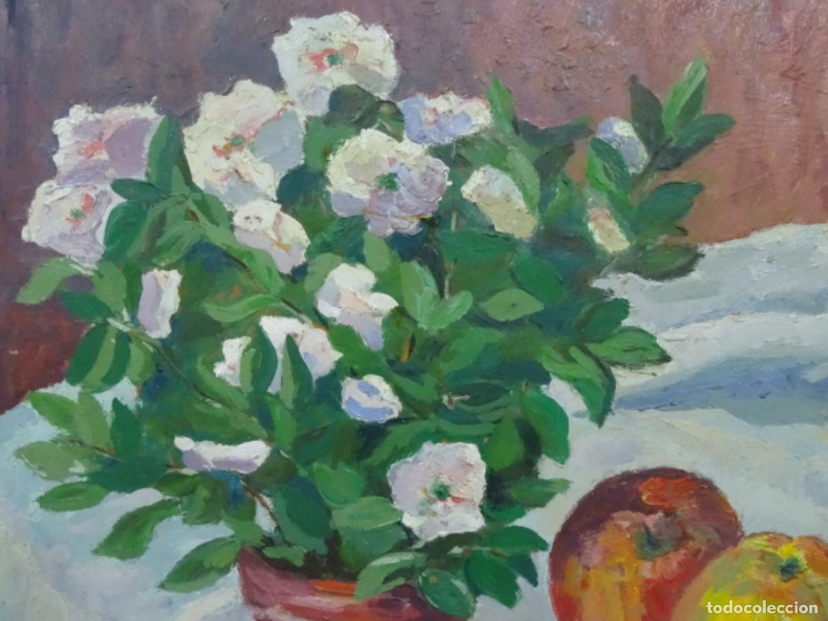 Arte: &Oacute;LEO EN TABLEX ANONIMO. BODEGON FLORES. - Foto 2
