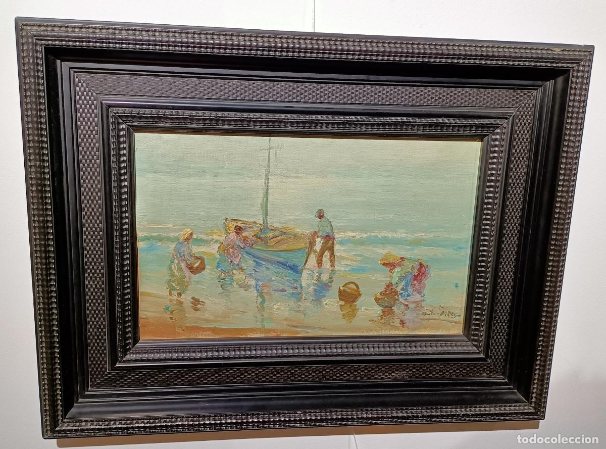 Arte: Oleo sobre tabla de una playa. - Foto 1