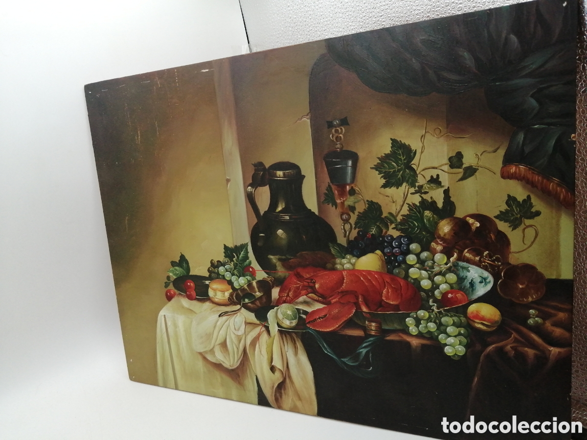 Arte: Bodeg&oacute;n. &Oacute;leo sobre tabla. An&oacute;nimo - Foto 2