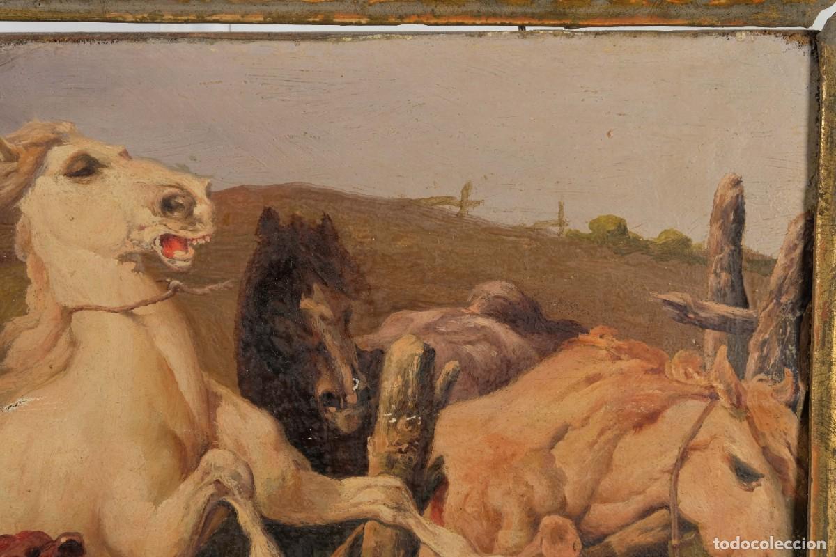 Arte: &Oacute;leo sobre lienzo pegado a t&aacute;blex Caballos - Foto 4