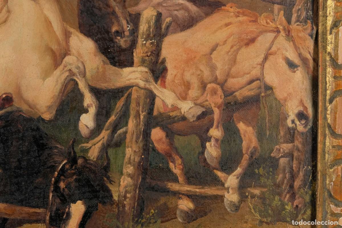 Arte: &Oacute;leo sobre lienzo pegado a t&aacute;blex Caballos - Foto 5