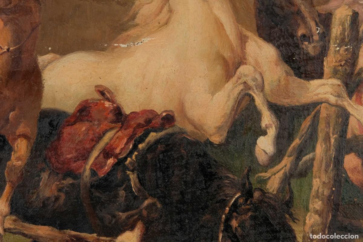 Arte: &Oacute;leo sobre lienzo pegado a t&aacute;blex Caballos - Foto 6