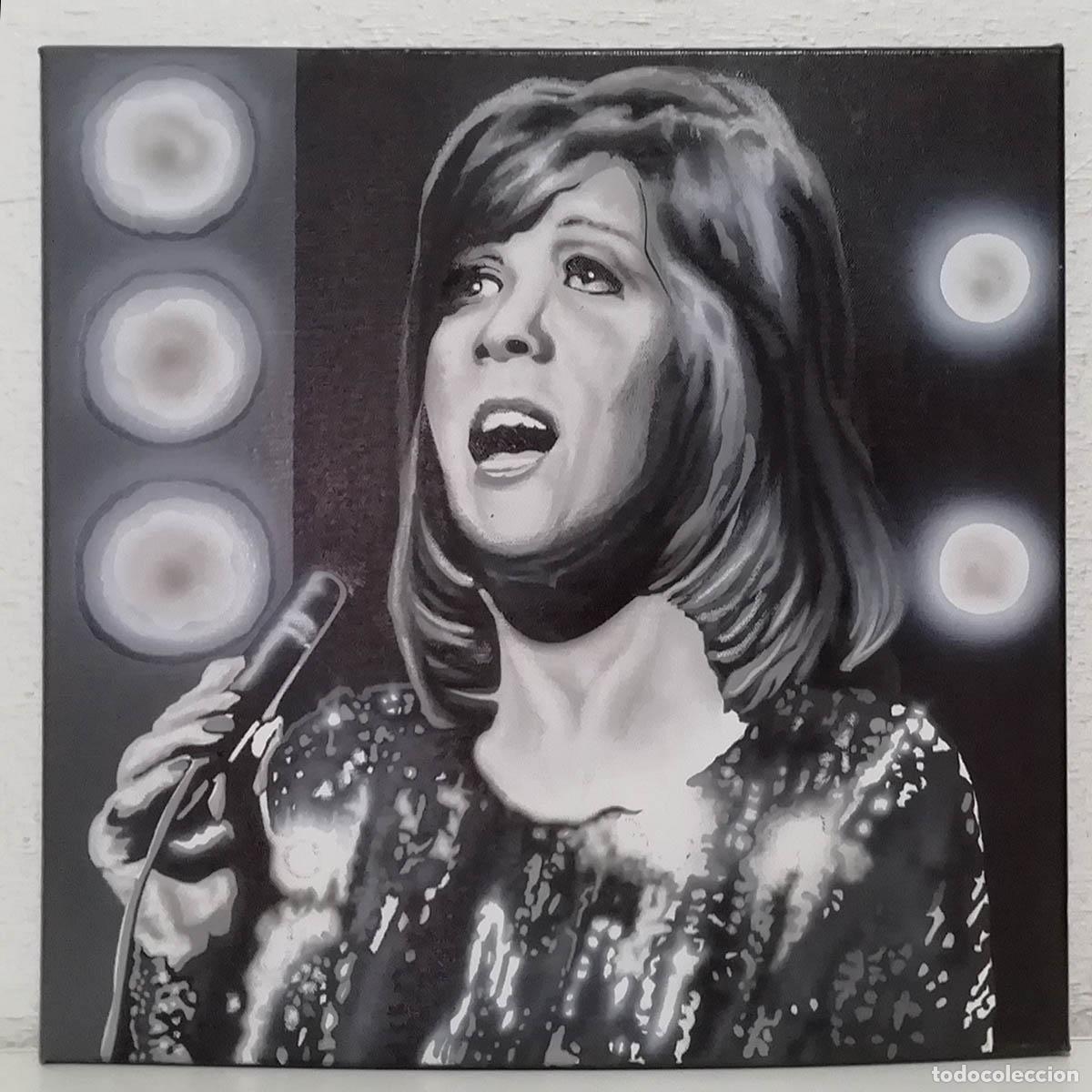 Arte: Retrato de cantante, 50 x 50 cm, en acr&iacute;lico, original, firmado y datado