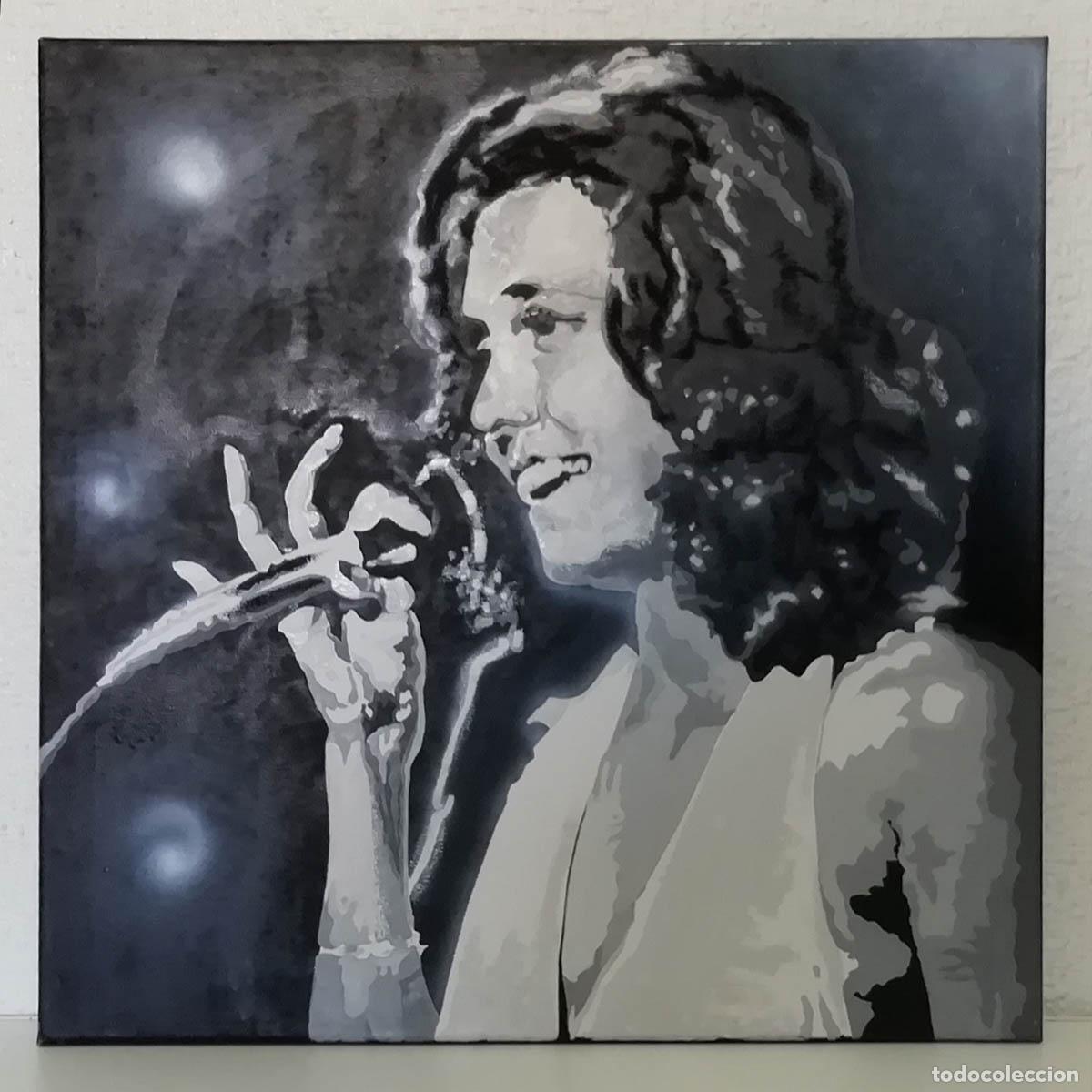 Arte: Retrato de Gigliola Cinquetti, 50 x 50 cm, en acr&iacute;lico, original, firmado y datado