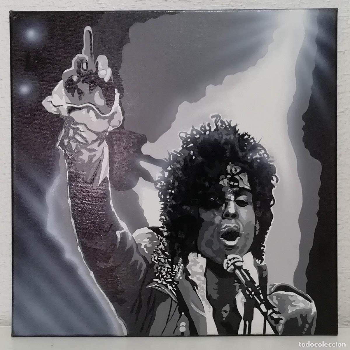 Arte: Retrato de Prince, 50 x 50 cm, en acr&iacute;lico, original, firmado y datado