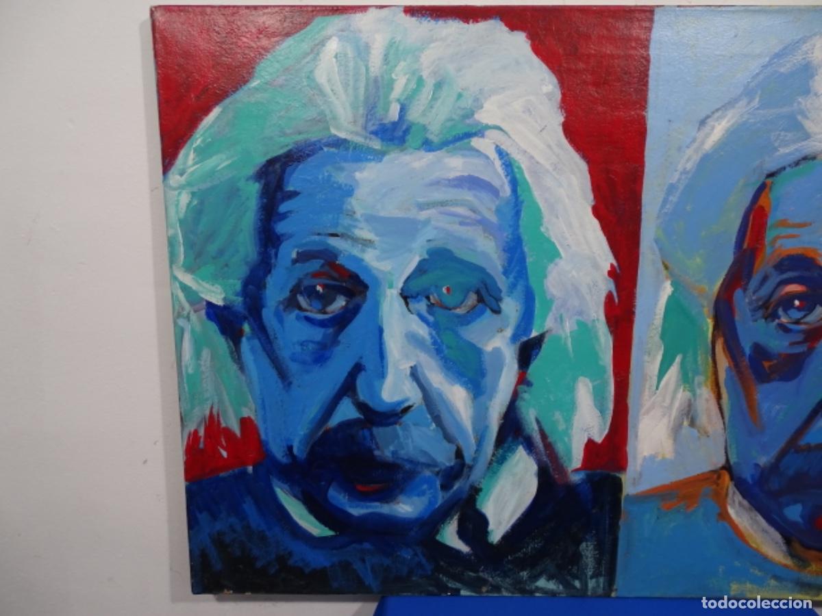 Arte: OLEO ANONIMO EN TELA DE ALBERT EINSTEIN. TRAZO SEGURO. - Foto 2