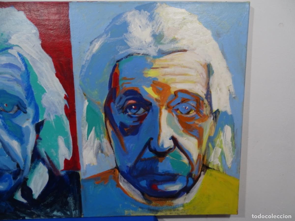 Arte: OLEO ANONIMO EN TELA DE ALBERT EINSTEIN. TRAZO SEGURO. - Foto 3