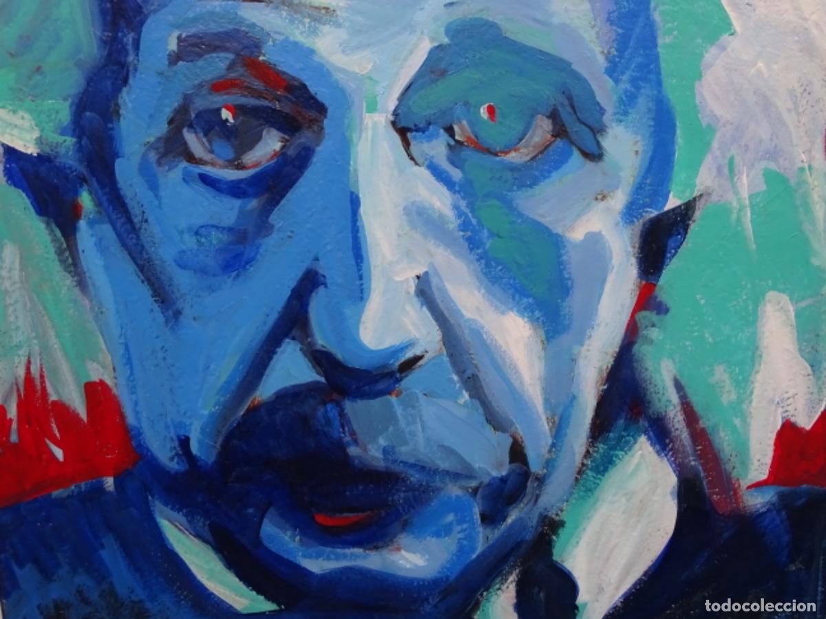 Arte: OLEO ANONIMO EN TELA DE ALBERT EINSTEIN. TRAZO SEGURO. - Foto 4