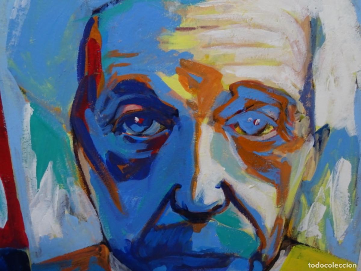 Arte: OLEO ANONIMO EN TELA DE ALBERT EINSTEIN. TRAZO SEGURO. - Foto 9