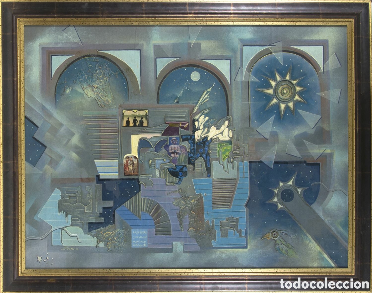 Art: PINTURA,Roberto Stopa,colage cuadro lienzo 1,30Cm x120Cm
